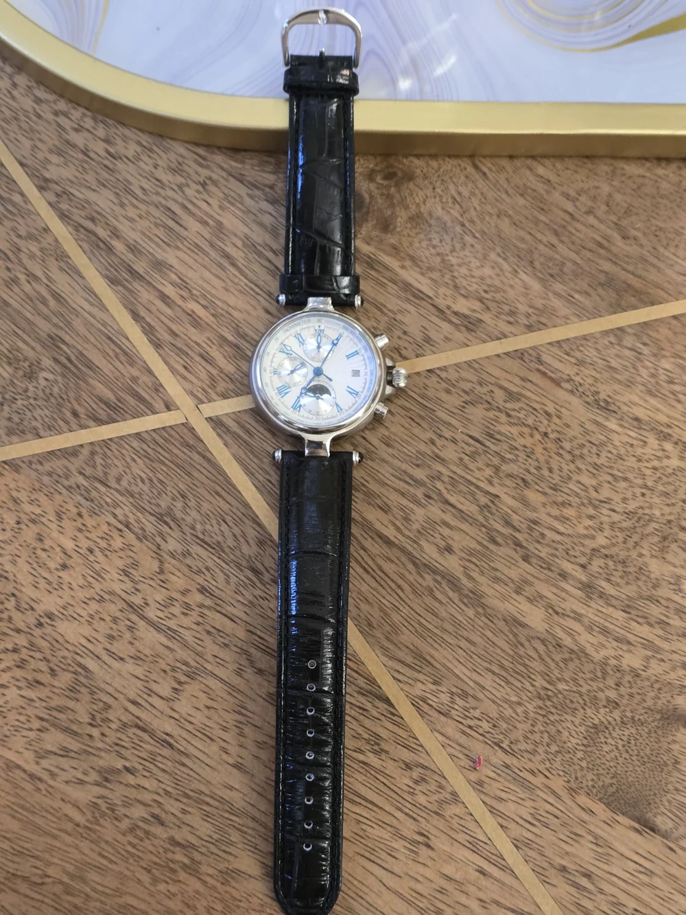 Stauer Men’s Silver Chronograph Watch with Blue Accents and Automatic Watch